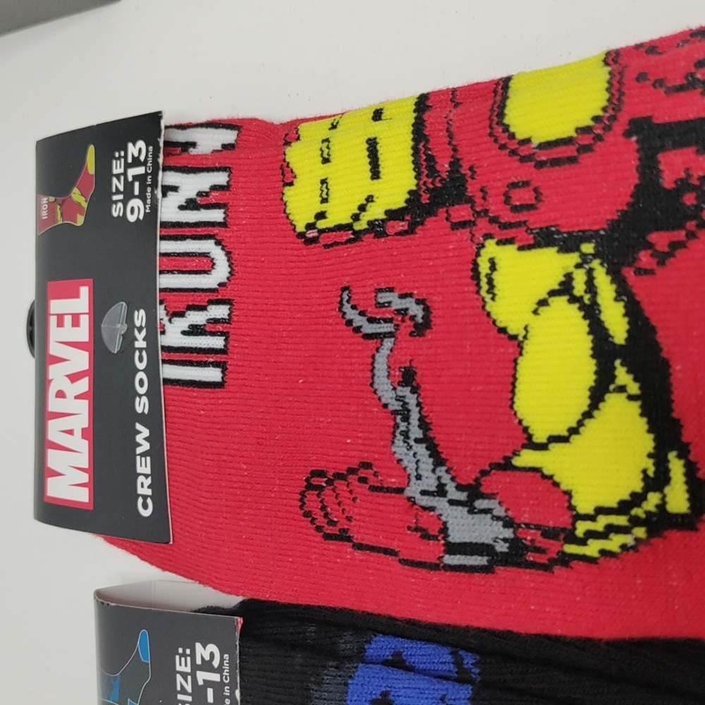 Marvel Men's Superhero Crew Socks - Blue, Black, Red - Picture 5 of 5